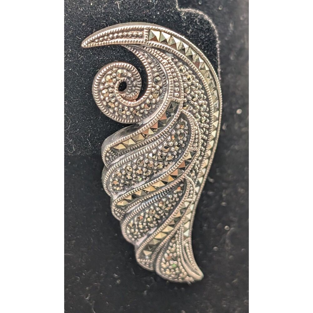Judith Jack Sterling Silver Wing Brooch • Signed J.J. • 2.25 Inch • 19.3g